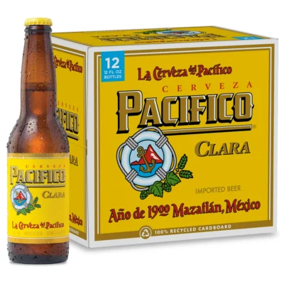 Pacifico Clara Mexican Lager Import Beer, 12 Pack, 12 fl oz Glass Bottles, 4.4% ABV