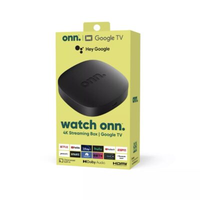 onn. Google TV 4K Streaming Box 4K UHD resolution