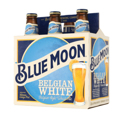 Blue Moon Belgian White Style Wheat Ale Beer 6 Pack 12 Fl. Oz. Bottles 5.4% ABV