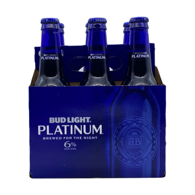 Bud Light Platinum 6 Pack Beer Glass Bottles