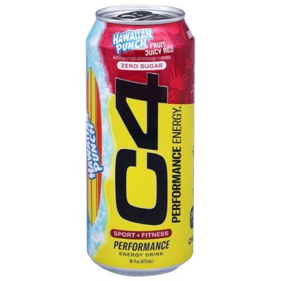 C4 Energy Drink Fruit Juicy Red, Zero Sugar Hawaiian Punch 16 Fl Oz