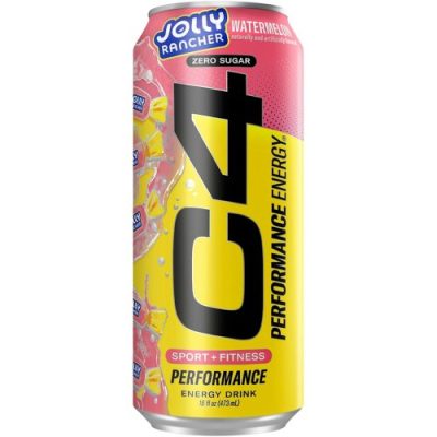 C4 Energy Drink Watermelon Zero Sugar Jolly Rancher 16 Fl Oz