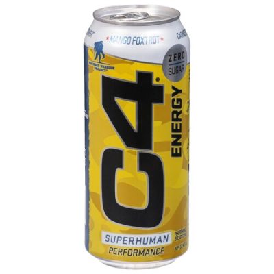 C4 Energy Drink Zero Sugar Mango Foxtrot Performance 16 Fl Oz