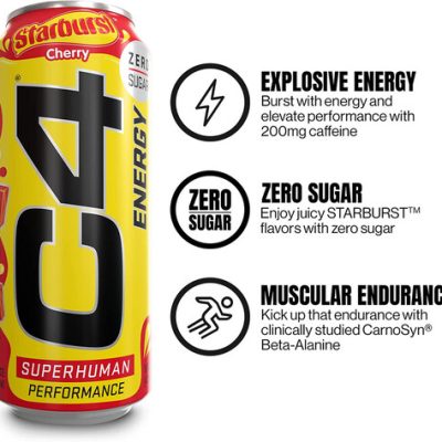 C4 Performance Energy Drink Zero Sugar Cherry 16 Fl Oz