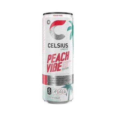Celsius Sparkling Peach Vibe Energy Drink – 12 Fl Oz Can