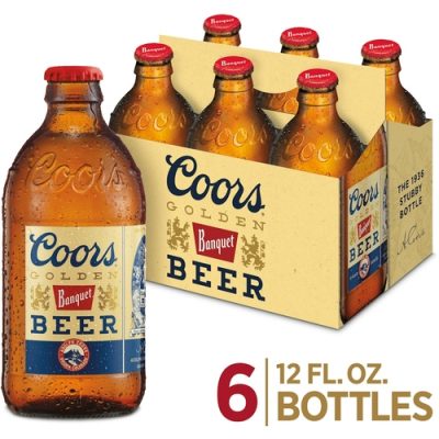 Coors Banquet Golden American Lager Beer 5% Abv 6 Pack 12 Oz. Beer Bottles