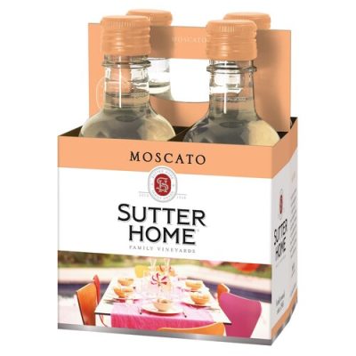 Sutter Home Moscato California White Wine 4 Pack 187 Ml Plastic Bottles 10% ABV