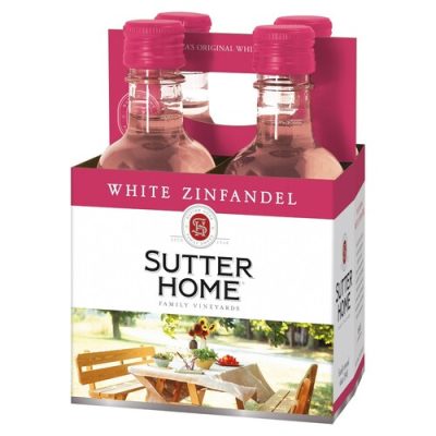 Sutter Home White Zinfandel California Wine 4 Pack 187 Ml Plastic Bottles 9.5% ABV