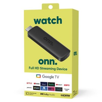ONN Full HD Streaming Device, Google TV Fast Streaming, 8GB Storage