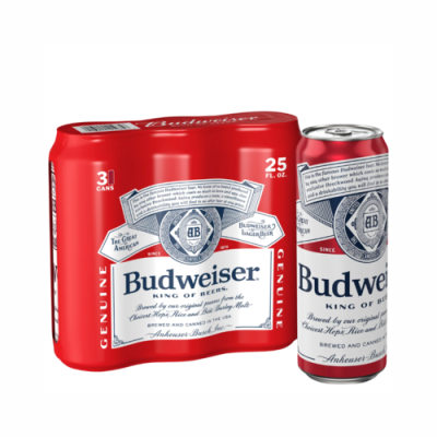 Budweiser American Lager Beer 3 Pack 25 Fl Oz Cans