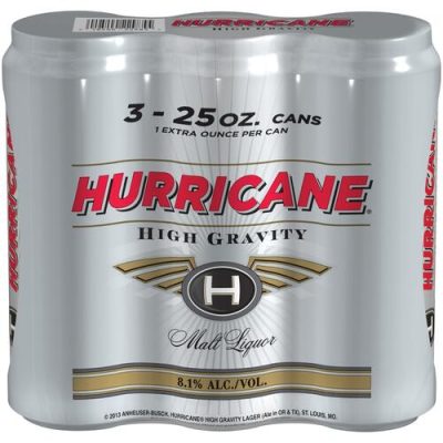 Hurricane Hi Gravity Malt Liquor 3 Pack 25 Fl. Oz. Cans 0.081% ABV
