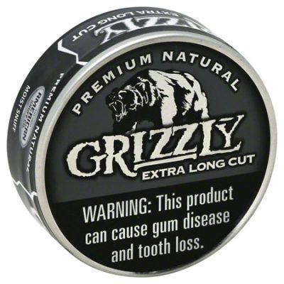 Grizzly Snuff, Moist, Premium Natural, Extra Long Cut