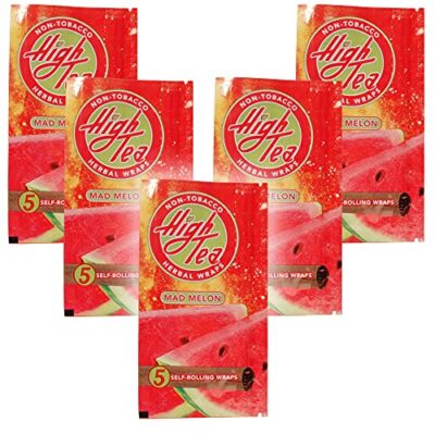 High Tea Non Tobacco All Natural Herbal Smoking Wraps – Mad Melon – 25 Self Rolling Wraps, Made From Leaves