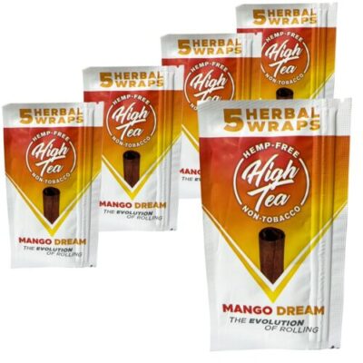 High Tea Non Tobacco All Natural Herbal Smoking Wraps – Mango Dream – 25 Self Rolling Wraps, Made From Leaves