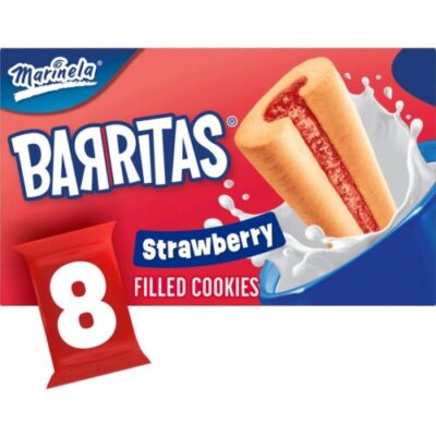 Marinela Barritas Fresa Filled Cookies, 8 Packs, Soft Strawberry Cookie Bars