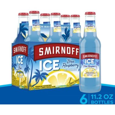 Smirnoff Ice Blue Raspberry Lemonade, 11.2 Fl Oz, 6 Pack Bottles, 4.5% ABV