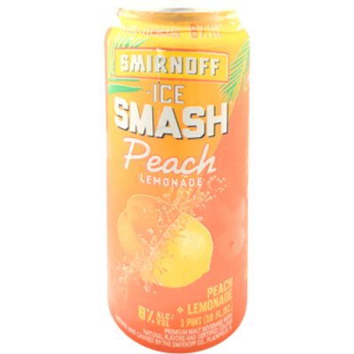 Smirnoff Ice Smash Peach Lemonade, 23.5 Fl Oz, Single Serve Can, 8% ABV