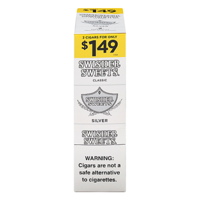 Swisher Sweets Cigarillos, Classic, Silver, 2 Pack