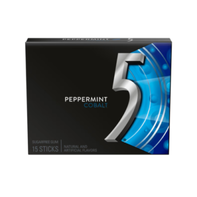 5 GUM Peppermint Cobalt Sugar Free Chewing Gum, 15 Sticks