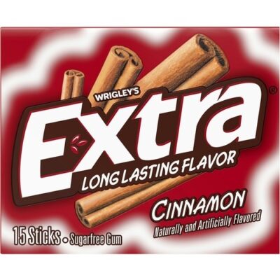 Extra Gum Cinnamon Sugar Free Chewing Gum, Single Pack, 15 Stick