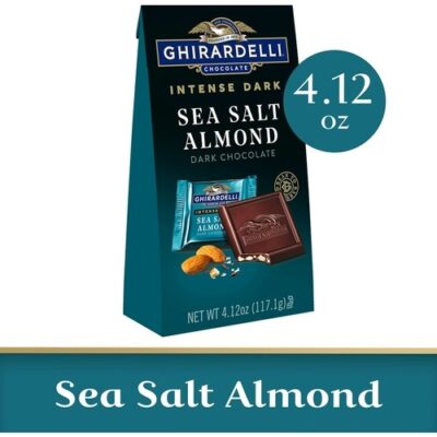 Ghirardelli Intense Dark Chocolate Squares, Sea Salt Almond, 4.12 Oz Bag