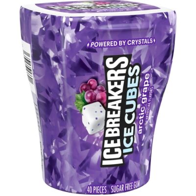 Ice Breakers Cubes Arctic Grape Sugar Free Chewing Gum Bottle