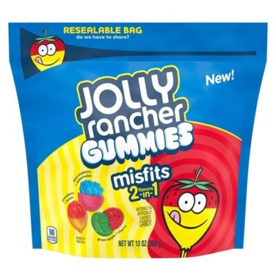 Jolly Rancher Misfits Gummies 2 In 1 Assorted Fruit Flavors Candy Resealable Bag, 13 Oz