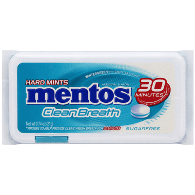 Mentos Clean Breath Hard Mints, Sugarfree, Wintergreen