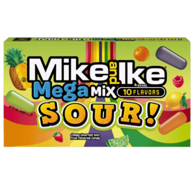 Mike and Ike Mega Mix Sour! Chewy Candy Theater Box, 4.25 Ounce
