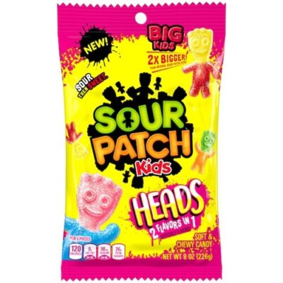 Sour Patch Kids Candy, Soft & Chewy, Heads 2 Flavors In 1, Big