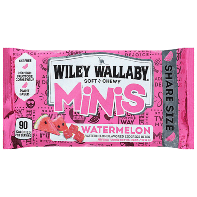 Wiley Wallaby Sugar Free Watermelon Licorice Bites 3.5 Oz