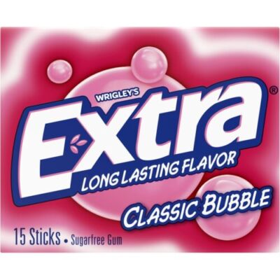 Extra Classic Bubble Sugar Free Gum, 15 Stick Pack