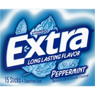 Extra Gum Peppermint Sugar Free Chewing Gum, Single Pack, 15 Stick