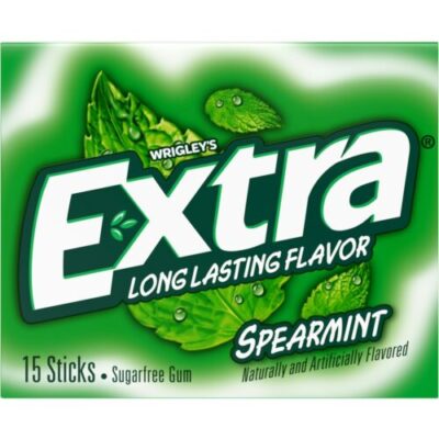 Extra Gum Spearmint Sugar Free Chewing Gum, Single Pack, 15 Stick