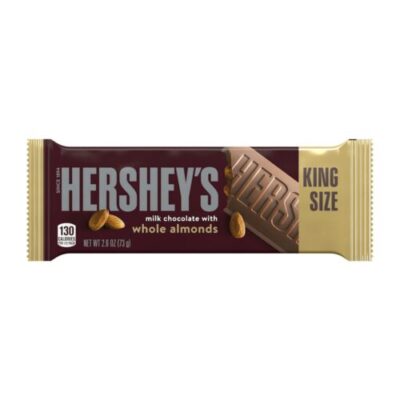 Hershey’s Milk Chocolate With Whole Almonds King Size, Candy Bar, 2.6 Oz