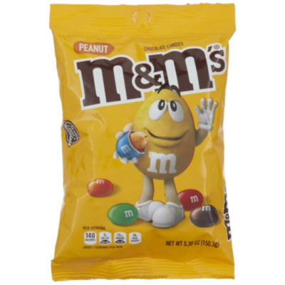 M & M M&M’S Peanut Milk Chocolate Candy, 5.3 Oz Bag