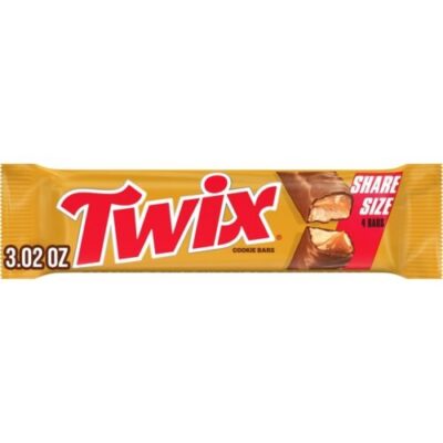 Twix Milk Chocolate Caramel Cookie Candy Bars, Share Size, 3.02 Oz