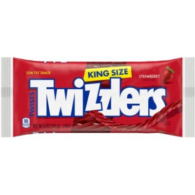 Twizzlers Twists Strawberry Flavored Chewy Candy, Low Fat, 5 Oz, King Size Bag